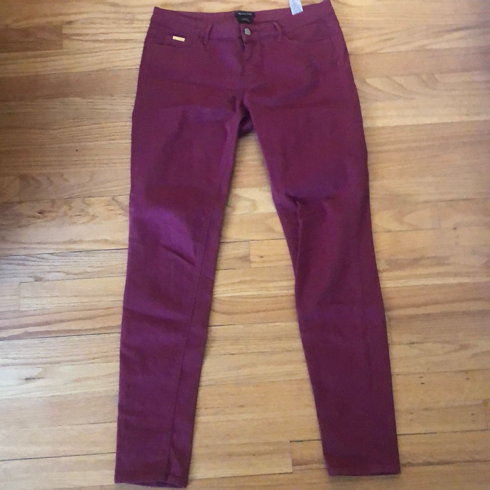Massimo Dutti Burgundy Slim fit pants